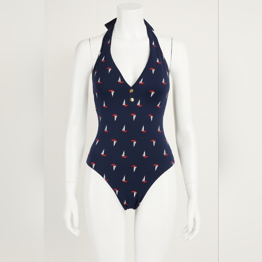 Rare Core Navy Halter Maillot Tommy Hilfiger Swimsuit